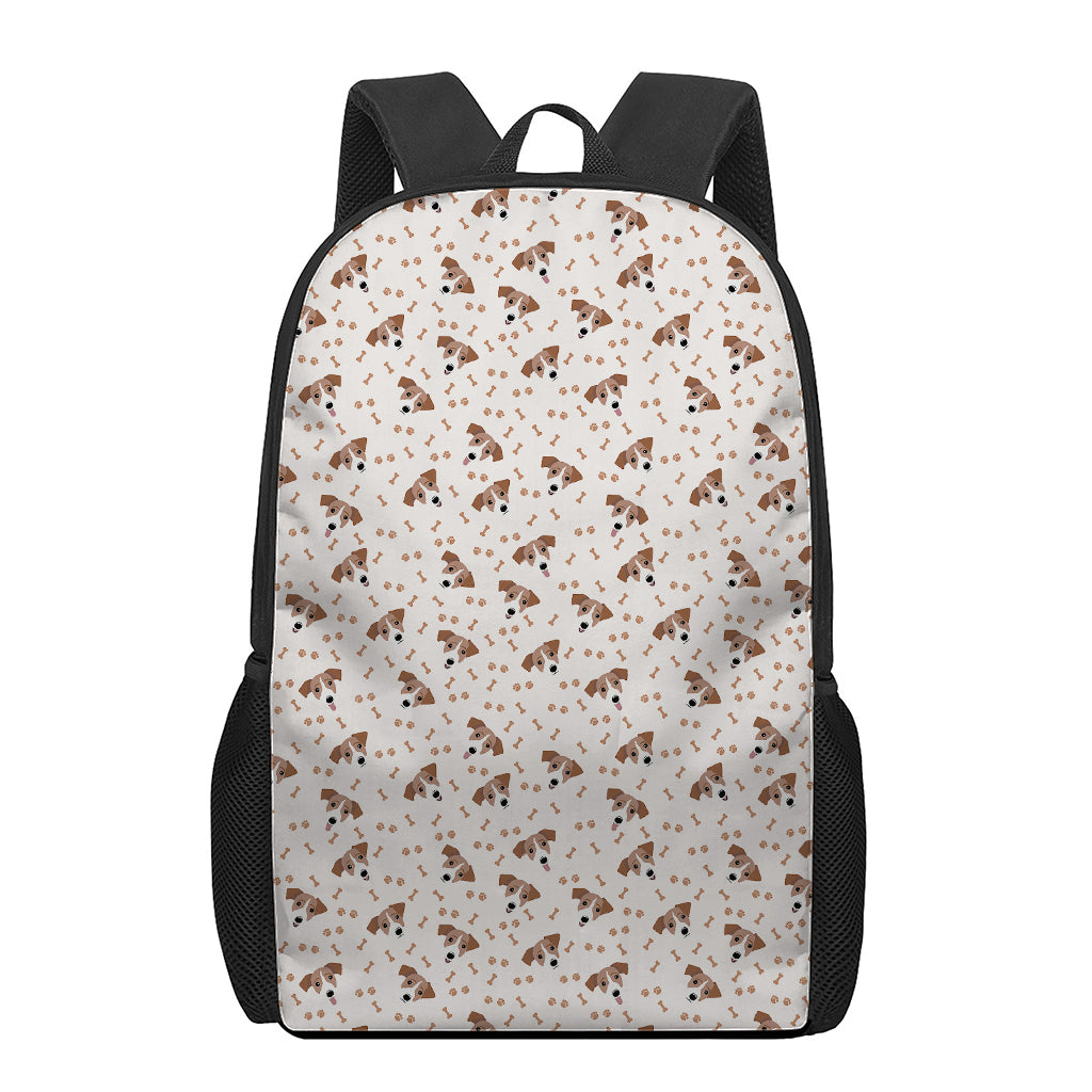 Jack Russell Terrier And Bone Print 17 Inch Backpack