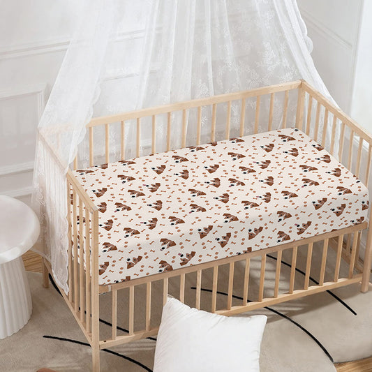 Jack Russell Terrier And Bone Print Baby Crib Sheet