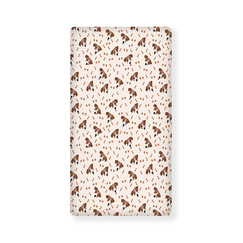 Jack Russell Terrier And Bone Print Baby Crib Sheet