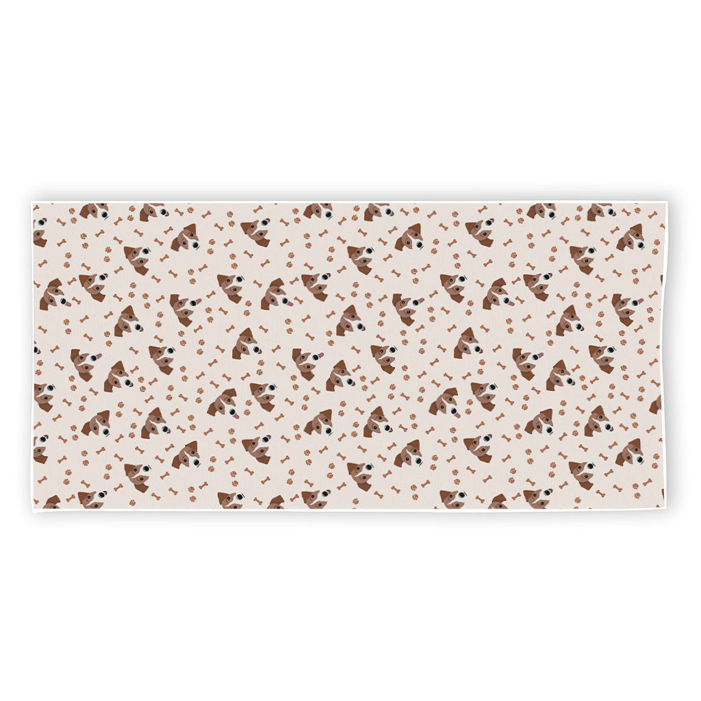 Jack Russell Terrier And Bone Print Beach Towel