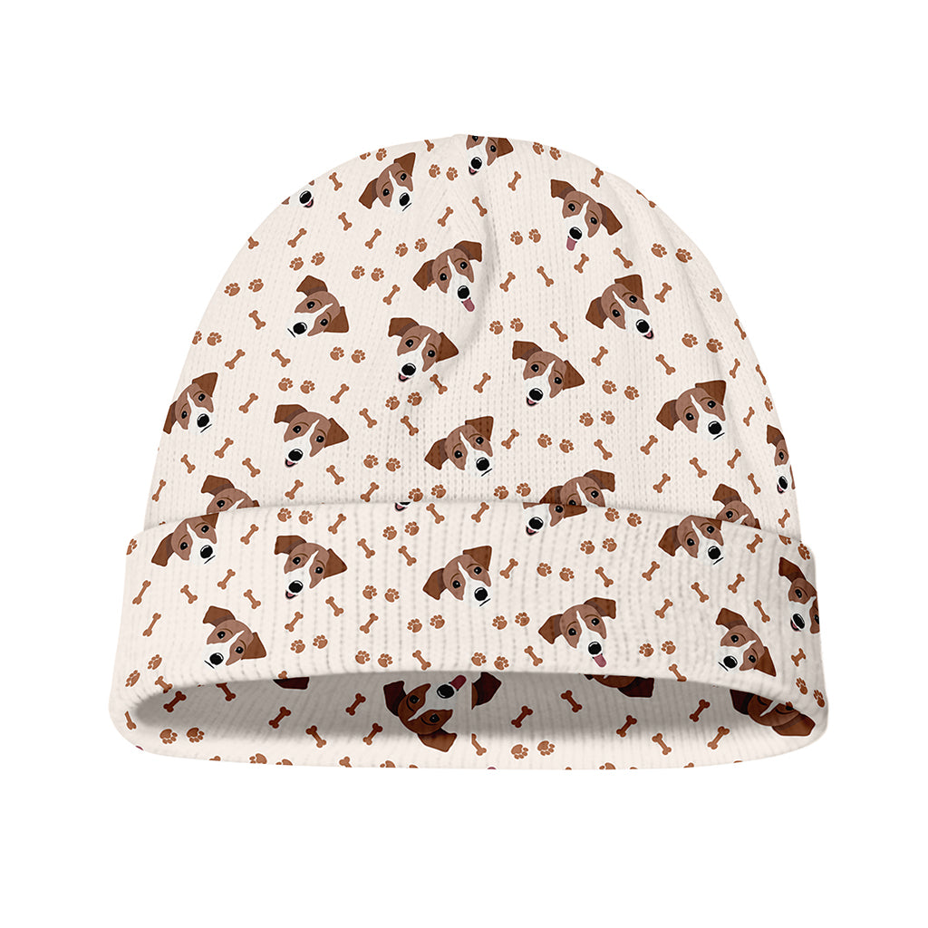 Jack Russell Terrier And Bone Print Beanie