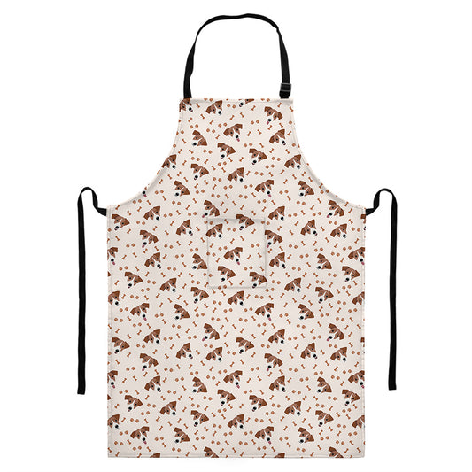 Jack Russell Terrier And Bone Print Bib Apron With Pocket