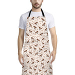 Jack Russell Terrier And Bone Print Bib Apron With Pocket