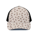 Jack Russell Terrier And Bone Print Black Mesh Trucker Cap