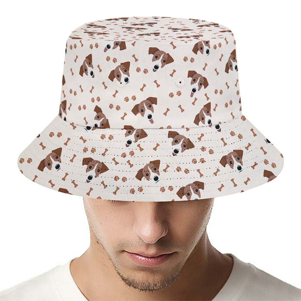 Jack Russell Terrier And Bone Print Bucket Hat