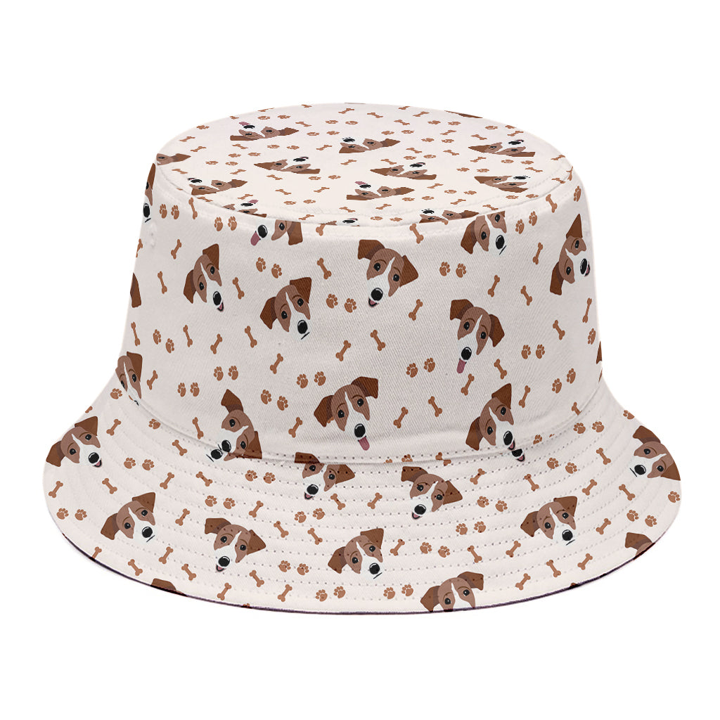 Jack Russell Terrier And Bone Print Bucket Hat