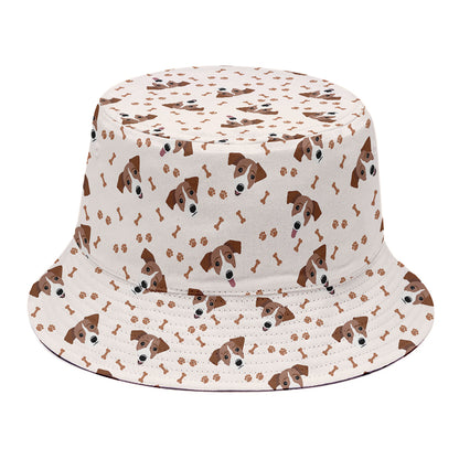 Jack Russell Terrier And Bone Print Bucket Hat