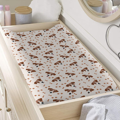 Jack Russell Terrier And Bone Print Changing Pad Cover