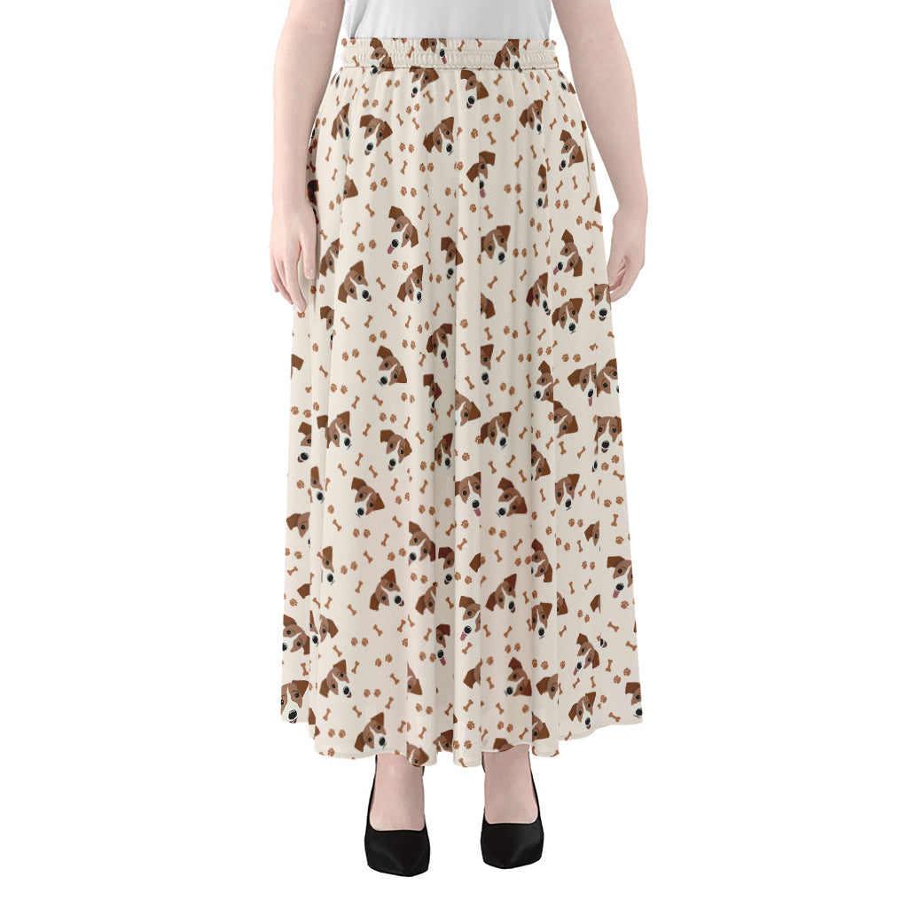 Jack Russell Terrier And Bone Print Chiffon Maxi Skirt