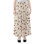 Jack Russell Terrier And Bone Print Chiffon Maxi Skirt