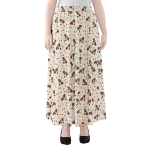 Jack Russell Terrier And Bone Print Chiffon Maxi Skirt