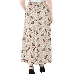 Jack Russell Terrier And Bone Print Chiffon Maxi Skirt