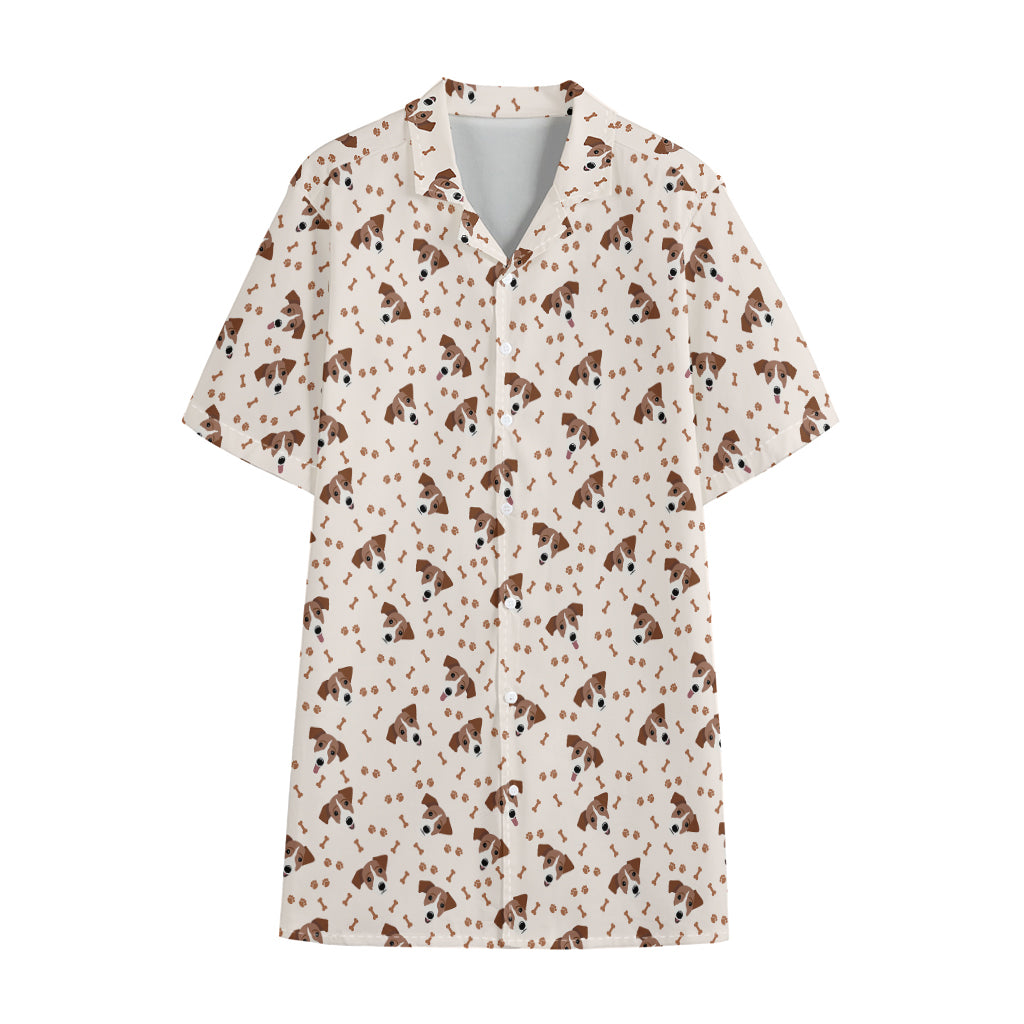 Jack Russell Terrier And Bone Print Cotton Hawaiian Shirt