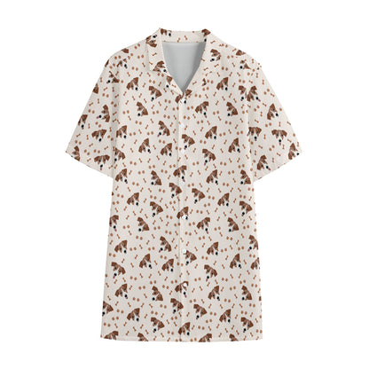 Jack Russell Terrier And Bone Print Cotton Hawaiian Shirt