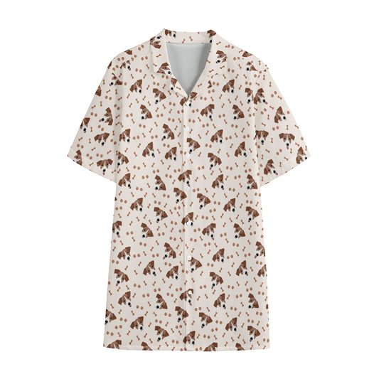 Jack Russell Terrier And Bone Print Cotton Hawaiian Shirt