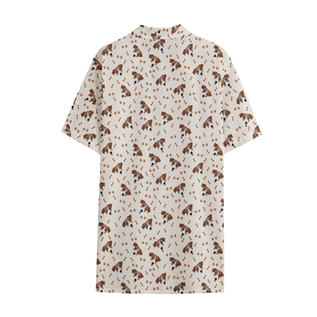 Jack Russell Terrier And Bone Print Cotton Hawaiian Shirt