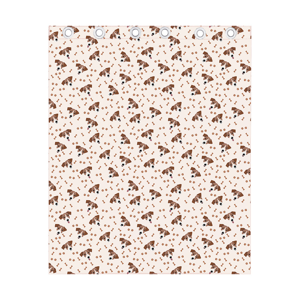 Jack Russell Terrier And Bone Print Curtain