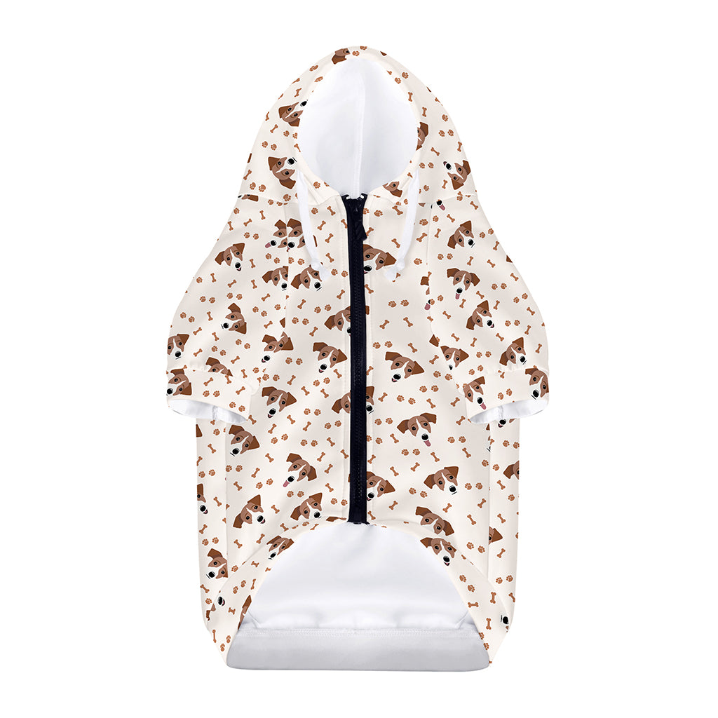 Jack Russell Terrier And Bone Print Dog Zip Up Hoodie