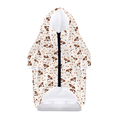 Jack Russell Terrier And Bone Print Dog Zip Up Hoodie