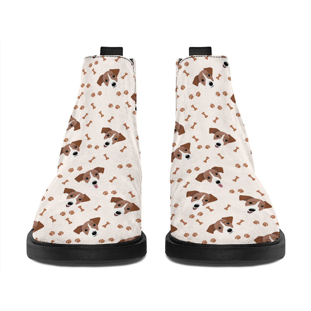 Jack Russell Terrier And Bone Print Flat Ankle Boots