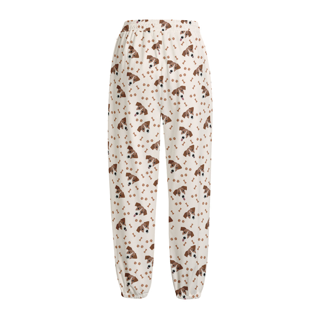 Jack Russell Terrier And Bone Print Fleece Lined Knit Pants