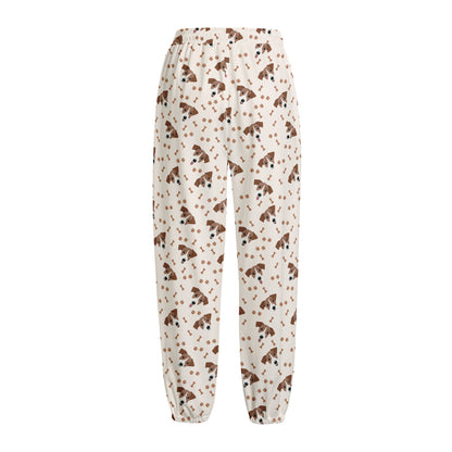 Jack Russell Terrier And Bone Print Fleece Lined Knit Pants