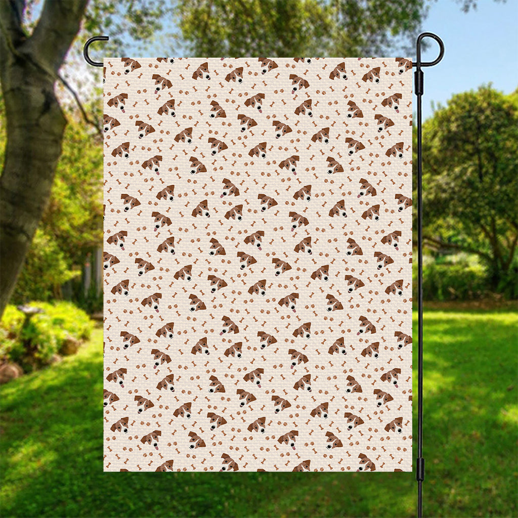Jack Russell Terrier And Bone Print Garden Flag