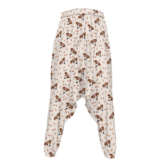 Jack Russell Terrier And Bone Print Hammer Pants