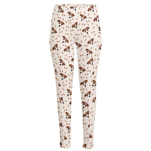 Jack Russell Terrier And Bone Print High-Waisted Pocket Leggings