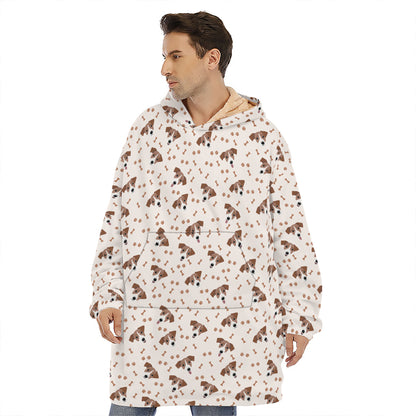 Jack Russell Terrier And Bone Print Hoodie Blanket