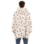 Jack Russell Terrier And Bone Print Hoodie Blanket