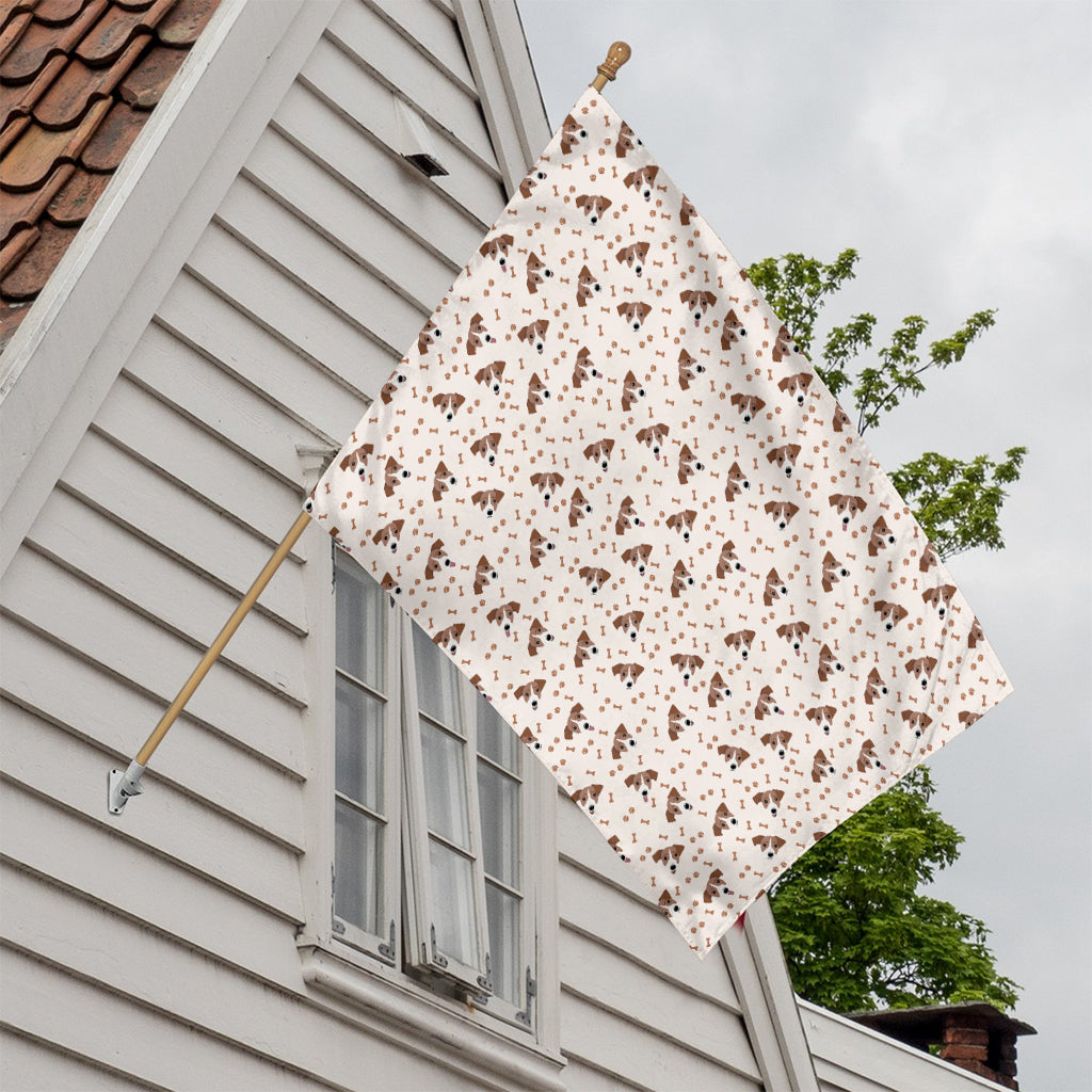Jack Russell Terrier And Bone Print House Flag