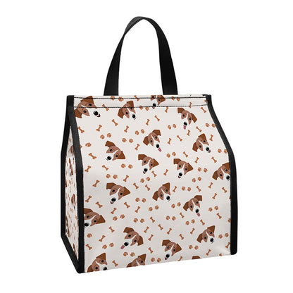 Jack Russell Terrier And Bone Print Insulated Lunch Tote