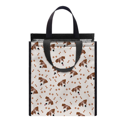 Jack Russell Terrier And Bone Print Insulated Lunch Tote