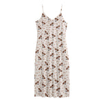 Jack Russell Terrier And Bone Print Jersey Midi Cami Dress