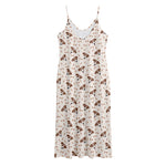 Jack Russell Terrier And Bone Print Jersey Midi Cami Dress