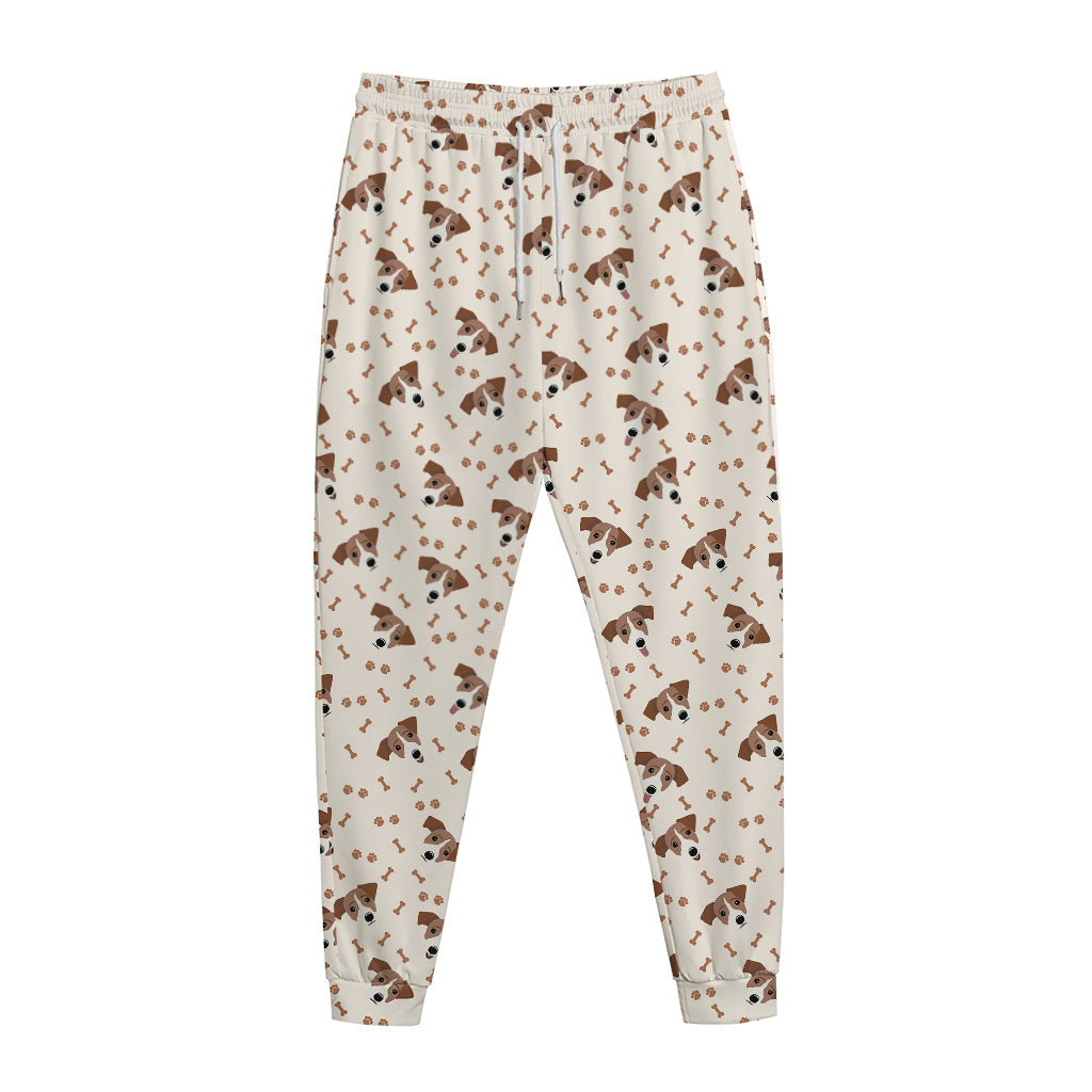 Jack Russell Terrier And Bone Print Jogger Pants