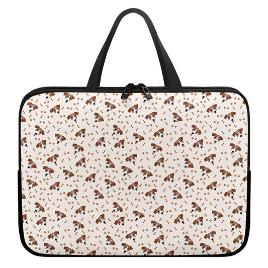 Jack Russell Terrier And Bone Print Laptop Sleeve With Handle