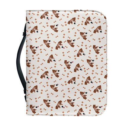 Jack Russell Terrier And Bone Print Leather Bible Cover