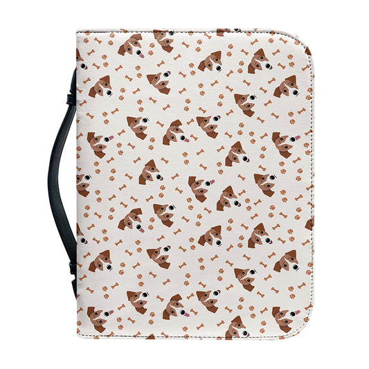 Jack Russell Terrier And Bone Print Leather Bible Cover