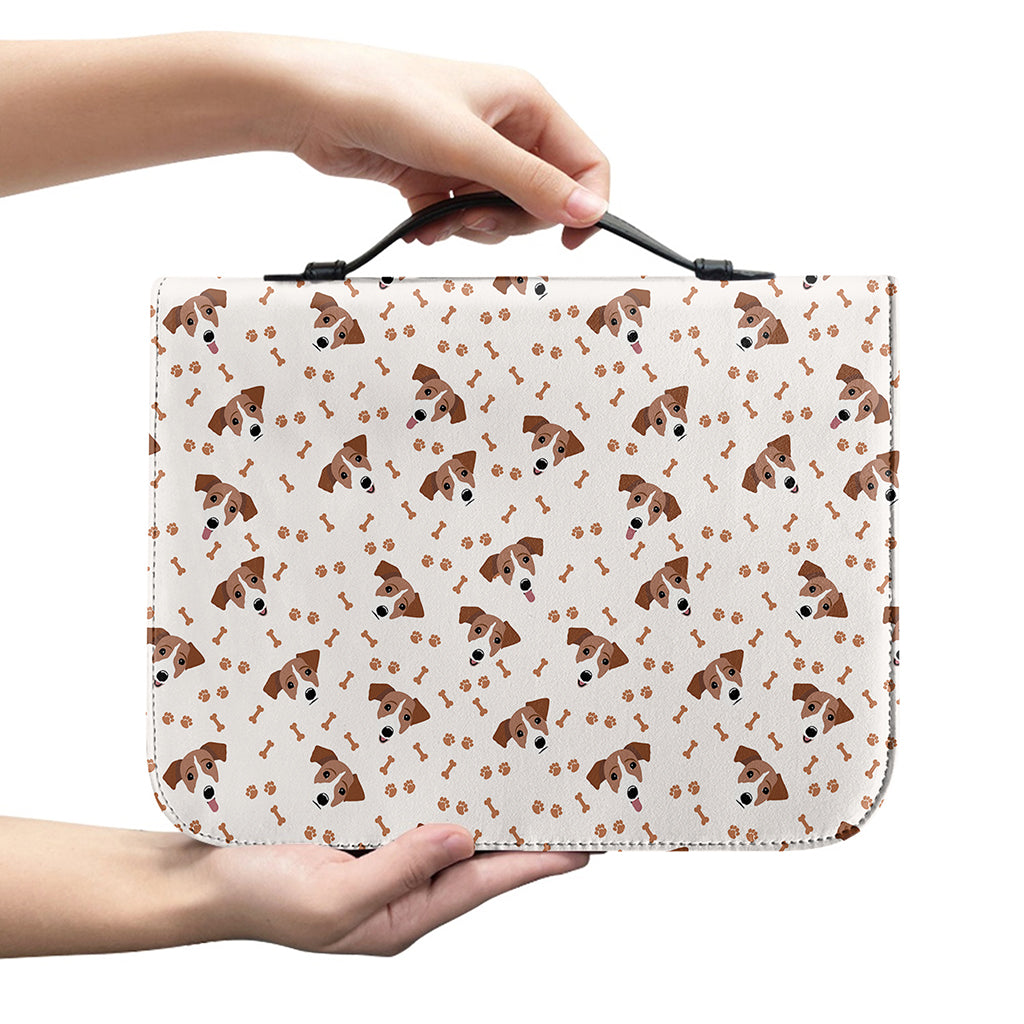 Jack Russell Terrier And Bone Print Leather Bible Cover