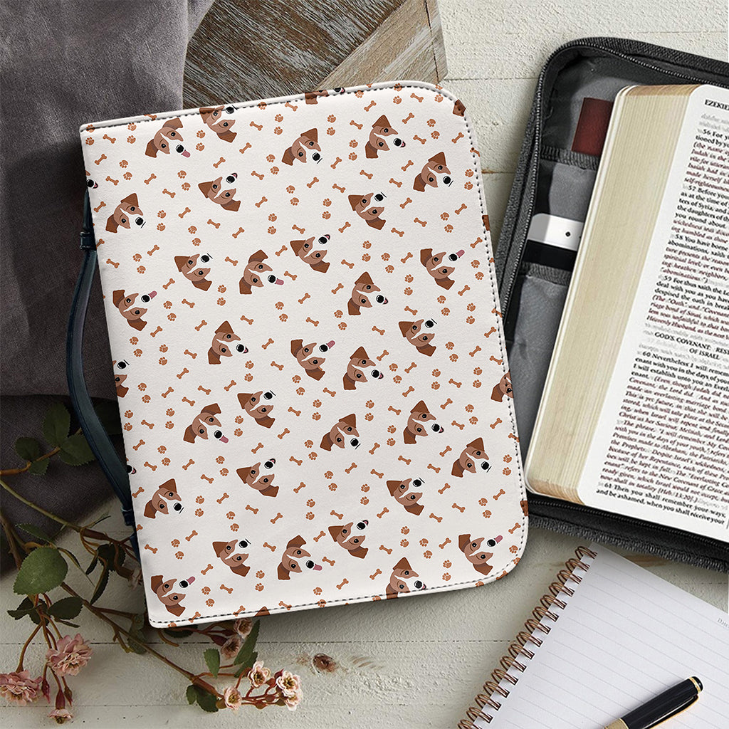 Jack Russell Terrier And Bone Print Leather Bible Cover