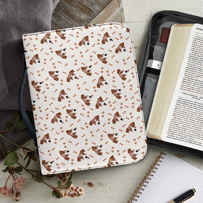 Jack Russell Terrier And Bone Print Leather Bible Cover