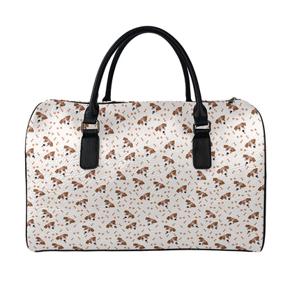 Jack Russell Terrier And Bone Print Leather Duffle Bag