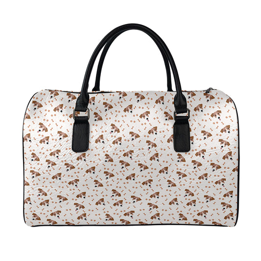 Jack Russell Terrier And Bone Print Leather Duffle Bag