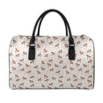 Jack Russell Terrier And Bone Print Leather Duffle Bag