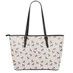 Jack Russell Terrier And Bone Print Leather Tote Bag