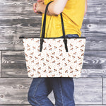 Jack Russell Terrier And Bone Print Leather Tote Bag
