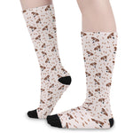 Jack Russell Terrier And Bone Print Long Socks