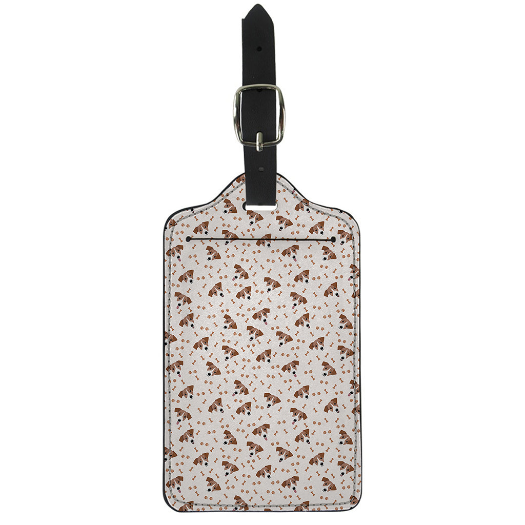 Jack Russell Terrier And Bone Print Luggage Tag